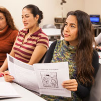 Adult education students in class